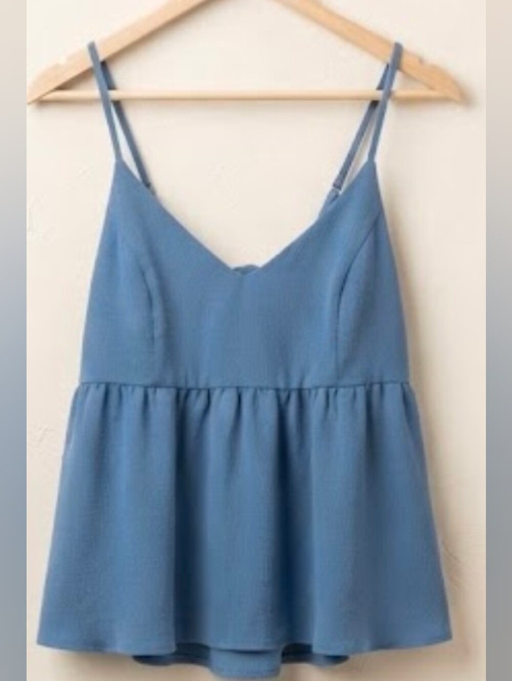 Active USA Dusty Blue Peplum Cami with Adjustable Straps
